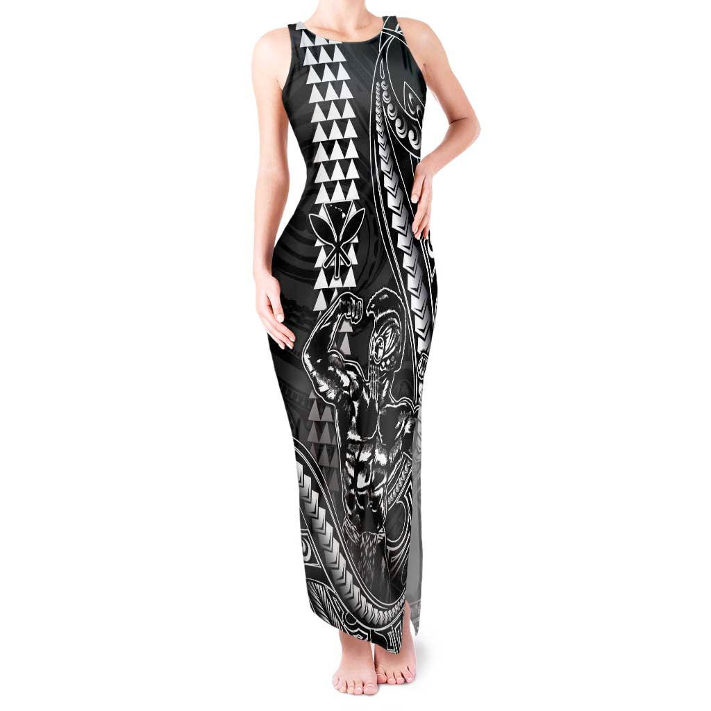 Hawaii Ikaika Warrior Helmet Tank Maxi Dress Black Tribal Tattoo