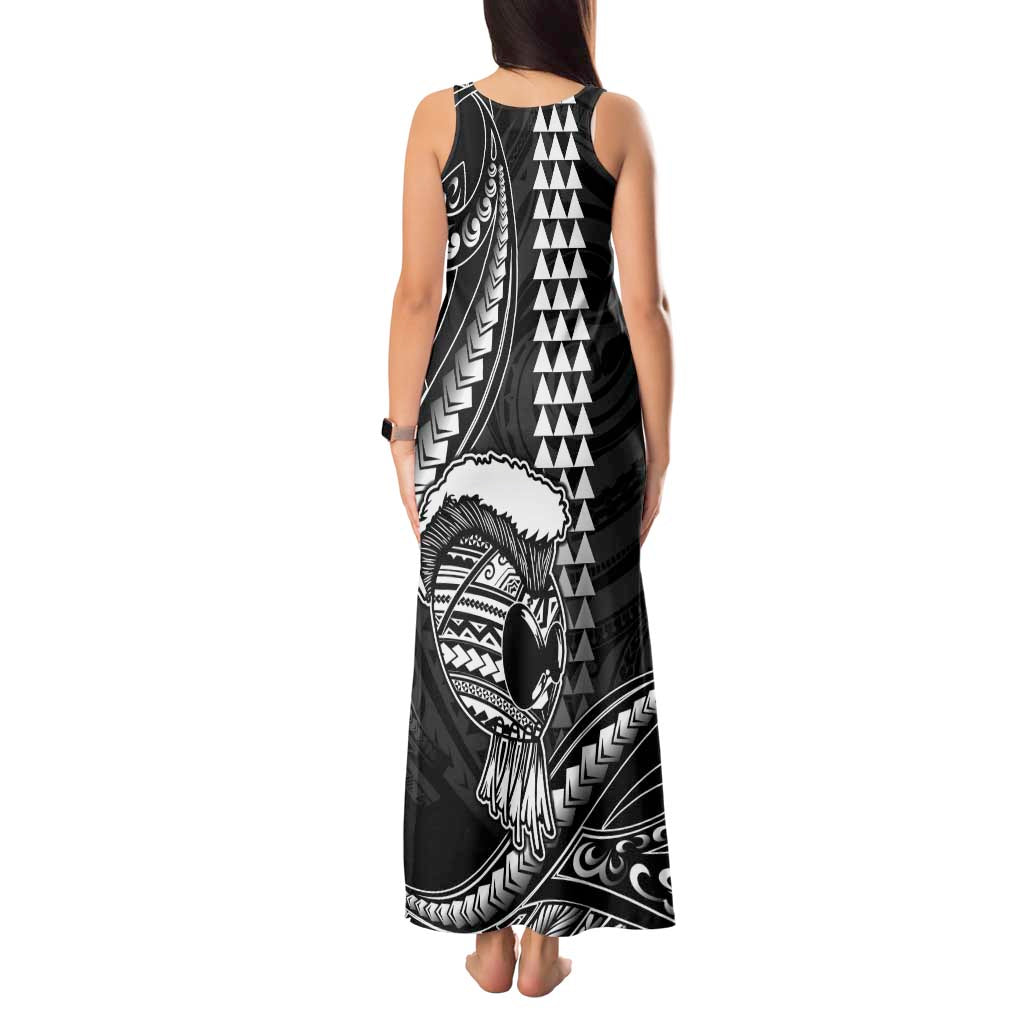 Hawaii Ikaika Warrior Helmet Tank Maxi Dress Black Tribal Tattoo