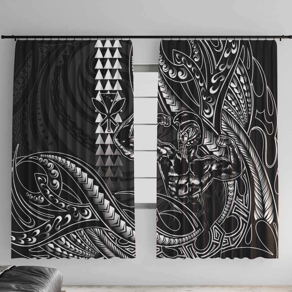 Hawaii Ikaika Warrior Helmet Window Curtain Black Tribal Tattoo