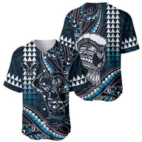 Hawaii Ikaika Warrior Helmet Baseball Jersey Blue Tribal Tattoo