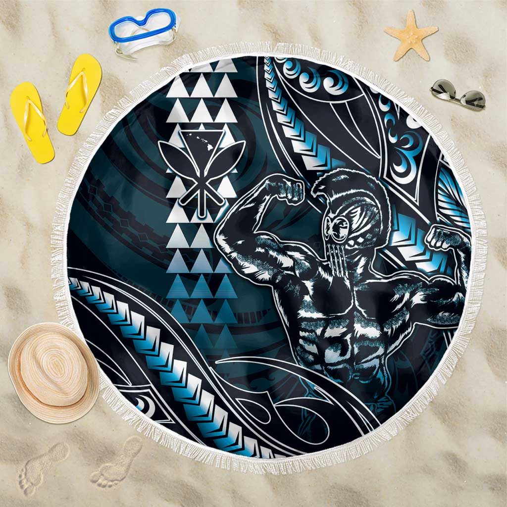 Hawaii Ikaika Warrior Helmet Beach Blanket Blue Tribal Tattoo