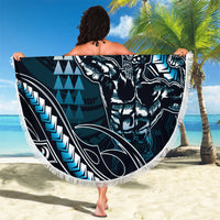 Hawaii Ikaika Warrior Helmet Beach Blanket Blue Tribal Tattoo