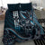 Hawaii Ikaika Warrior Helmet Bedding Set Blue Tribal Tattoo