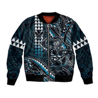 Hawaii Ikaika Warrior Helmet Bomber Jacket Blue Tribal Tattoo