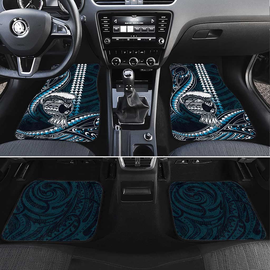 Hawaii Ikaika Warrior Helmet Car Mats Blue Tribal Tattoo