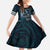 Hawaii Ikaika Warrior Helmet Family Matching Long Sleeve Bodycon Dress and Hawaiian Shirt Blue Tribal Tattoo