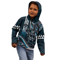 Hawaii Ikaika Warrior Helmet Kid Hoodie Blue Tribal Tattoo