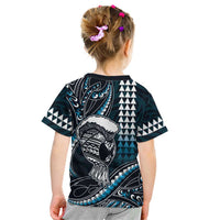 Hawaii Ikaika Warrior Helmet Kid T Shirt Blue Tribal Tattoo