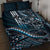 Hawaii Ikaika Warrior Helmet Quilt Bed Set Blue Tribal Tattoo