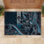 Hawaii Ikaika Warrior Helmet Rubber Doormat Blue Tribal Tattoo