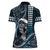 Hawaii Ikaika Warrior Helmet Women Polo Shirt Blue Tribal Tattoo