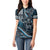 Hawaii Ikaika Warrior Helmet Women Polo Shirt Blue Tribal Tattoo