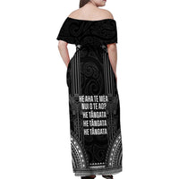 Aotearoa Toitu Te Tiriti Family Matching Off Shoulder Maxi Dress and Hawaiian Shirt No Kiwi Without Iwi