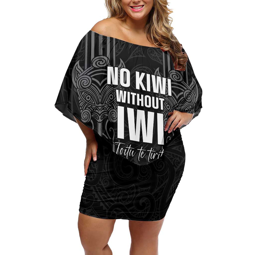 Aotearoa Toitu Te Tiriti Off Shoulder Short Dress No Kiwi Without Iwi