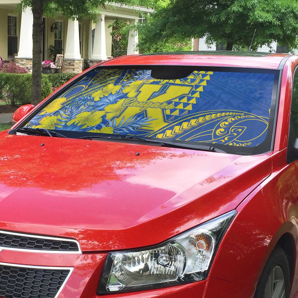 Hawaii Kaiser High School Auto Sun Shade Tribal Tattoo With Hibiscus Flowers