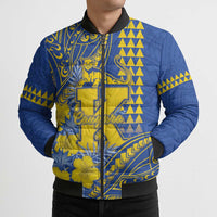 Personalised Hawaii Kaiser High School Bomber Puffer Jacket Tribal Tattoo With Hibiscus Flowers