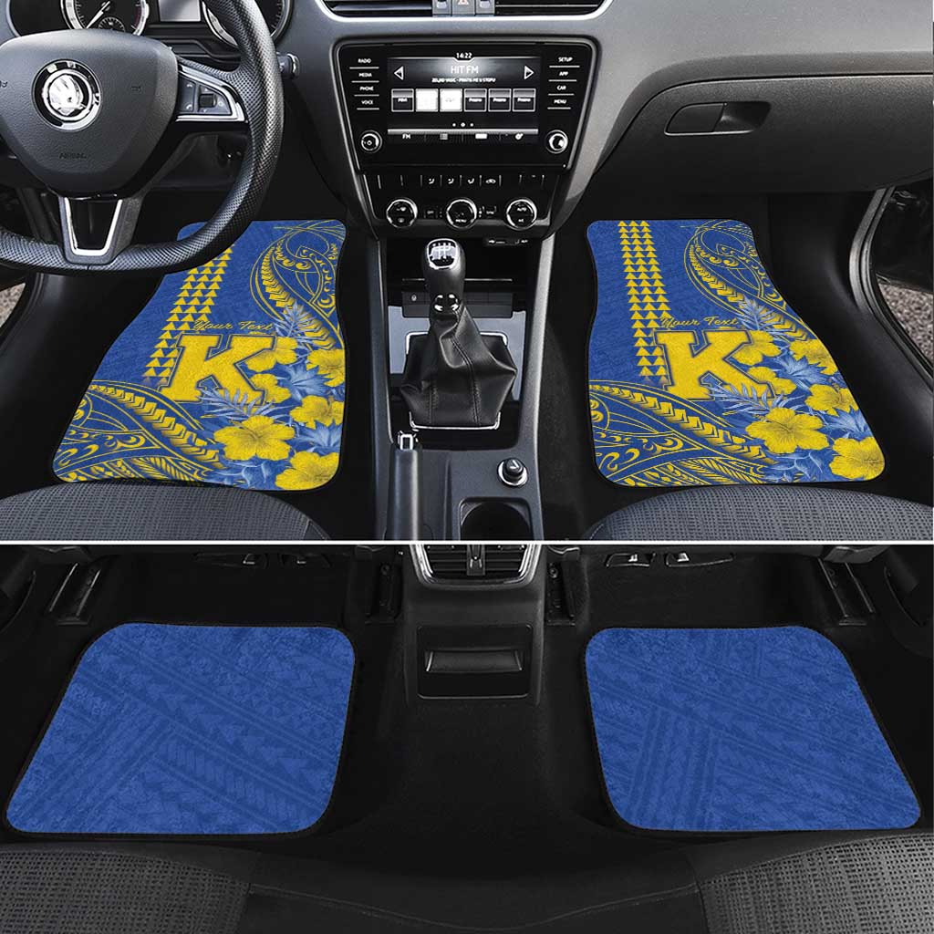 Personalised Hawaii Kaiser High School Car Mats Tribal Tattoo With Hibiscus Flowers
