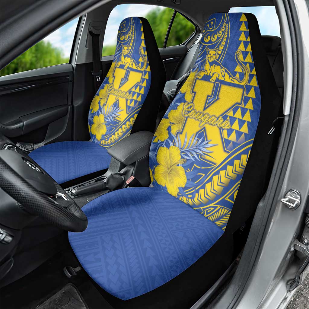 Hawaii Kaiser High School Car Seat Cover Tribal Tattoo With Hibiscus Flowers