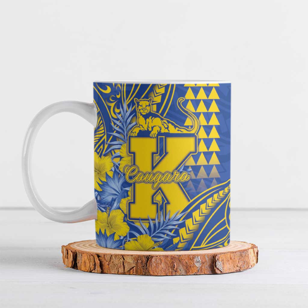 Personalised Hawaii Kaiser High School Ceramic Mug Tribal Tattoo With Hibiscus Flowers