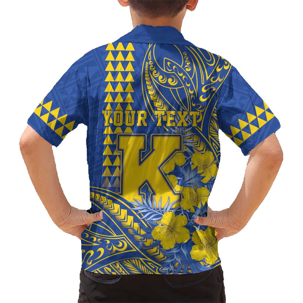 Personalised Hawaii Kaiser High School Family Matching Long Sleeve Bodycon Dress and Hawaiian Shirt Tribal Tattoo With Hibiscus Flowers LT05 - Polynesian Pride