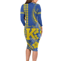 Personalised Hawaii Kaiser High School Family Matching Long Sleeve Bodycon Dress and Hawaiian Shirt Tribal Tattoo With Hibiscus Flowers LT05 - Polynesian Pride