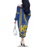 Personalised Hawaii Kaiser High School Family Matching Off The Shoulder Long Sleeve Dress and Hawaiian Shirt Tribal Tattoo With Hibiscus Flowers LT05 - Polynesian Pride