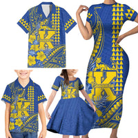 Personalised Hawaii Kaiser High School Family Matching Short Sleeve Bodycon Dress and Hawaiian Shirt Tribal Tattoo With Hibiscus Flowers LT05 - Polynesian Pride