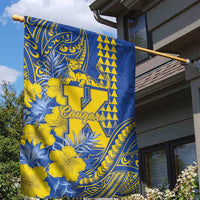 Hawaii Kaiser High School Garden Flag Tribal Tattoo With Hibiscus Flowers