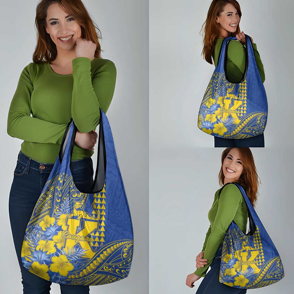Hawaii Kaiser High School Grocery Bag Tribal Tattoo With Hibiscus Flowers