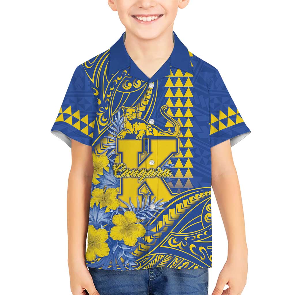 Personalised Hawaii Kaiser High School Kid Hawaiian Shirt Tribal Tattoo With Hibiscus Flowers