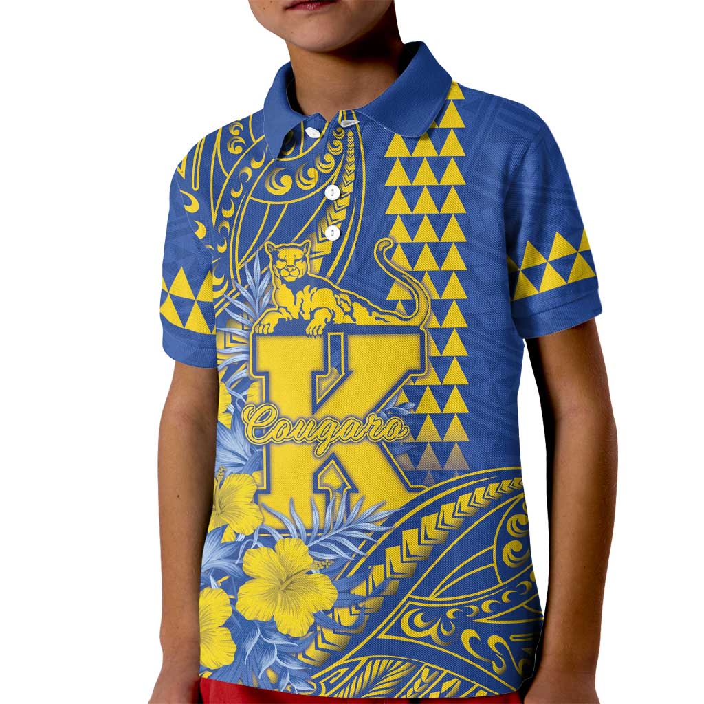 Personalised Hawaii Kaiser High School Kid Polo Shirt Tribal Tattoo With Hibiscus Flowers