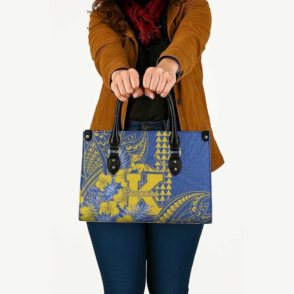 Hawaii Kaiser High School Leather Bag Tribal Tattoo With Hibiscus Flowers