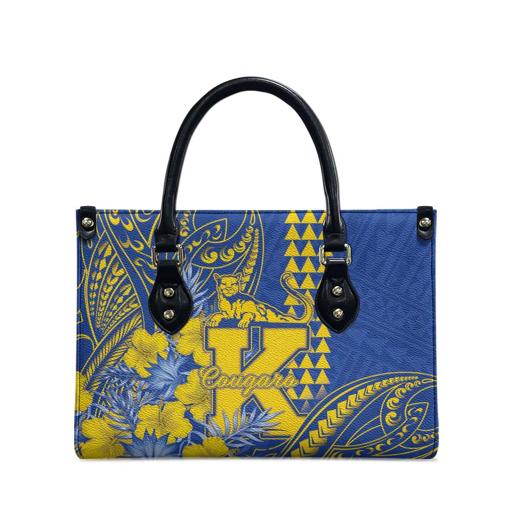 Hawaii Kaiser High School Leather Bag Tribal Tattoo With Hibiscus Flowers
