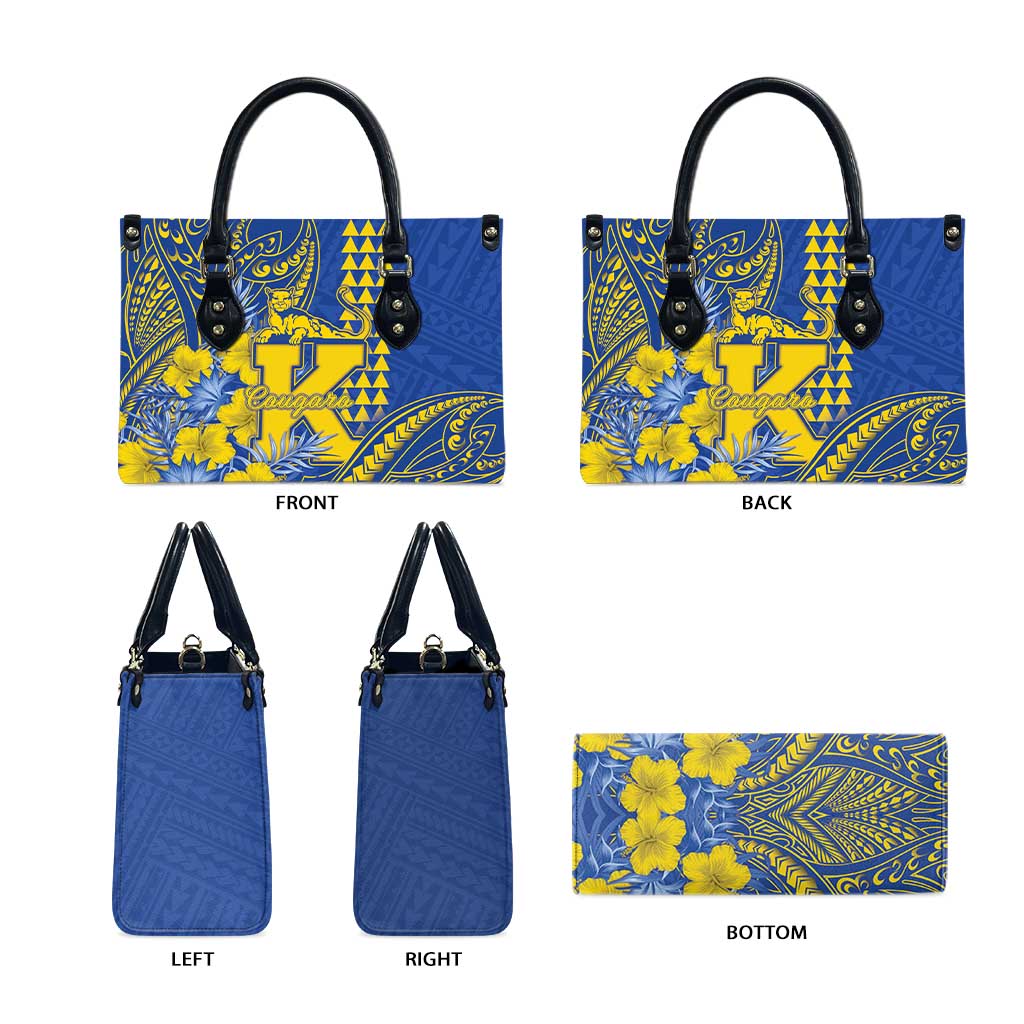 Hawaii Kaiser High School Leather Bag Tribal Tattoo With Hibiscus Flowers