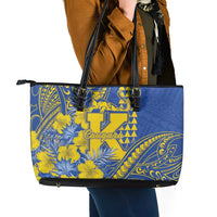 Hawaii Kaiser High School Leather Tote Bag Tribal Tattoo With Hibiscus Flowers