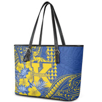 Hawaii Kaiser High School Leather Tote Bag Tribal Tattoo With Hibiscus Flowers