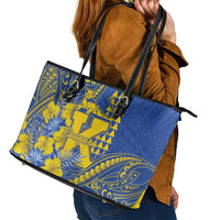 Hawaii Kaiser High School Leather Tote Bag Tribal Tattoo With Hibiscus Flowers