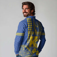 Personalised Hawaii Kaiser High School Long Sleeve Polo Shirt Tribal Tattoo With Hibiscus Flowers