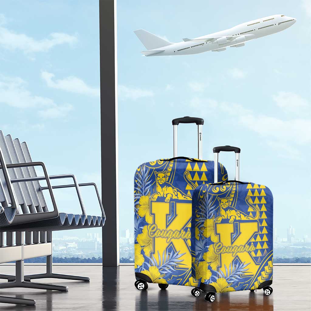 Hawaii Kaiser High School Luggage Cover Tribal Tattoo With Hibiscus Flowers
