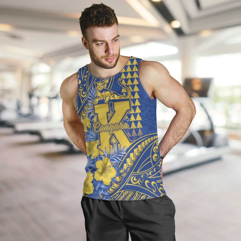 Personalised Hawaii Kaiser High School Men Tank Top Tribal Tattoo With Hibiscus Flowers