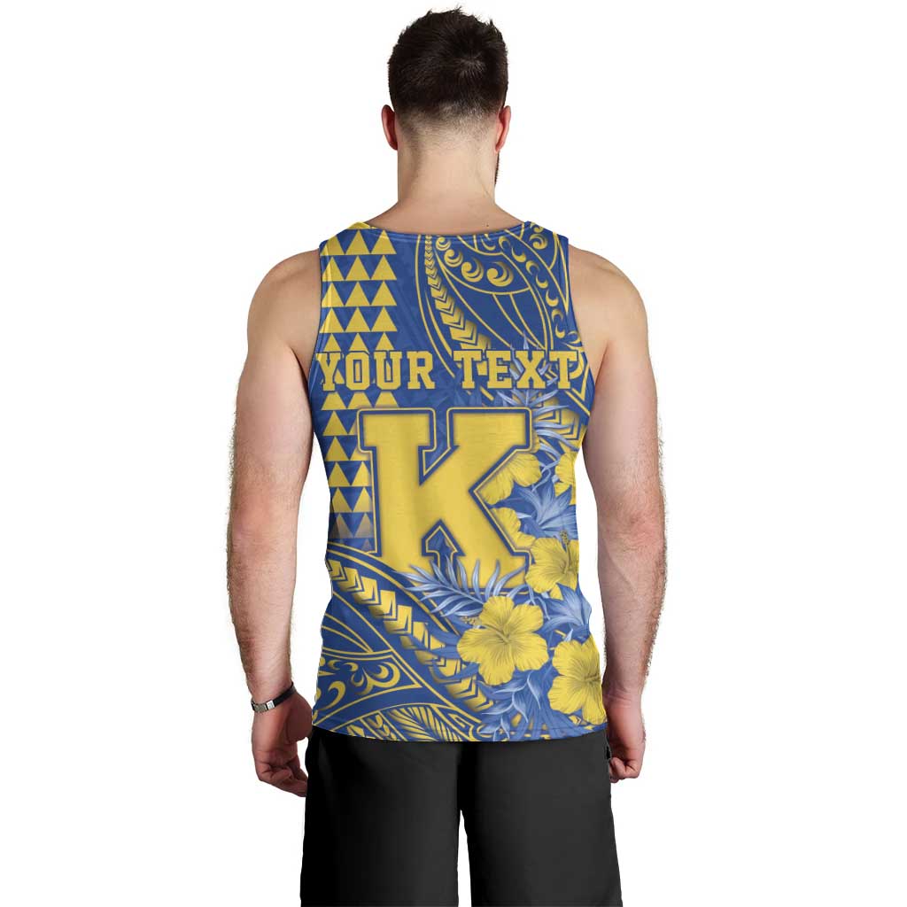 Personalised Hawaii Kaiser High School Men Tank Top Tribal Tattoo With Hibiscus Flowers
