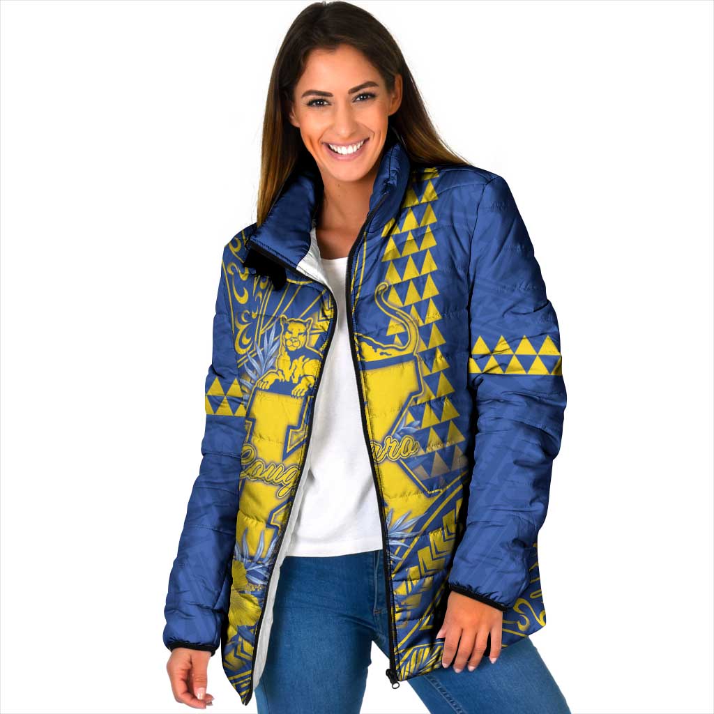 Personalised Hawaii Kaiser High School Padded Jacket Tribal Tattoo With Hibiscus Flowers