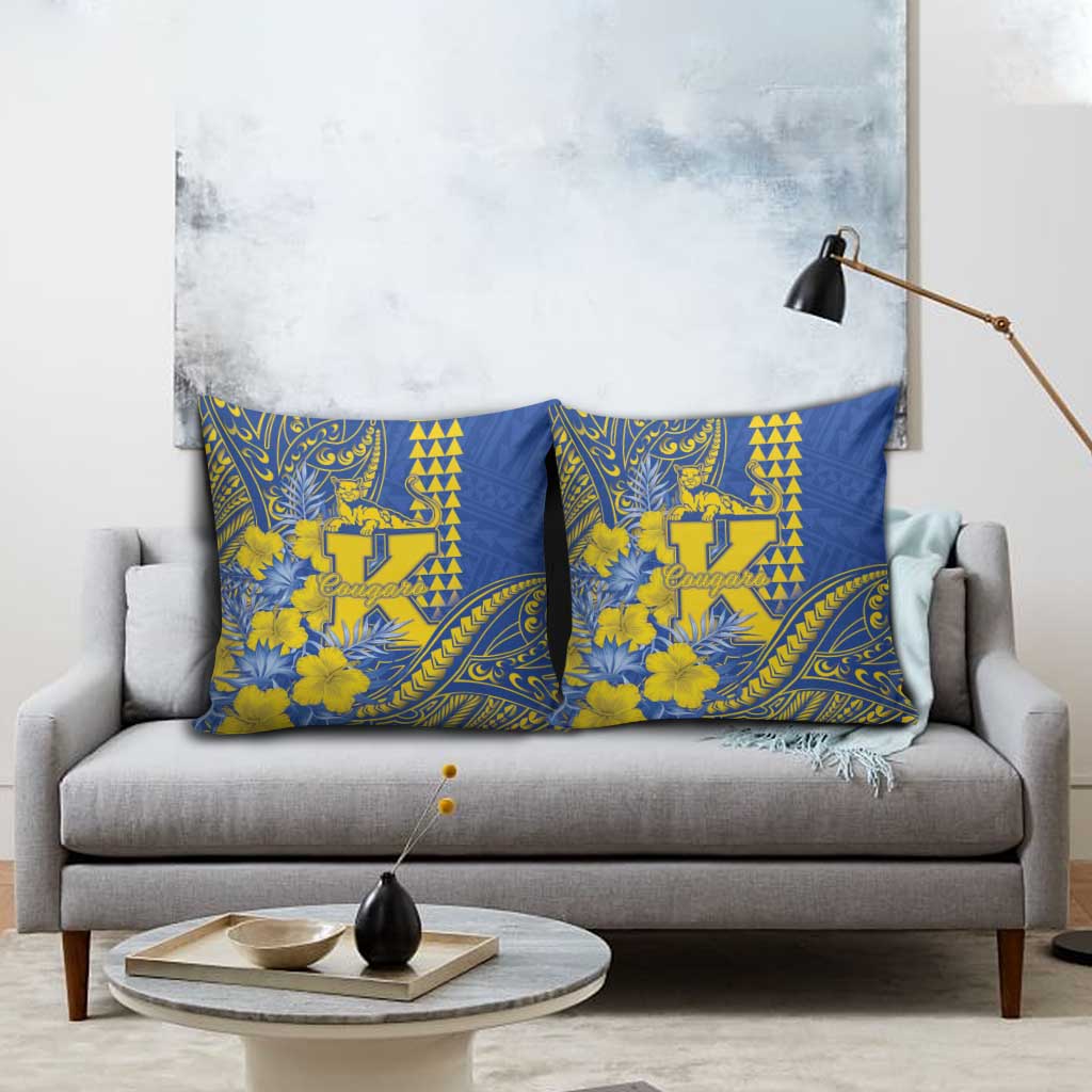 Hawaii Kaiser High School Pillow Cover Tribal Tattoo With Hibiscus Flowers