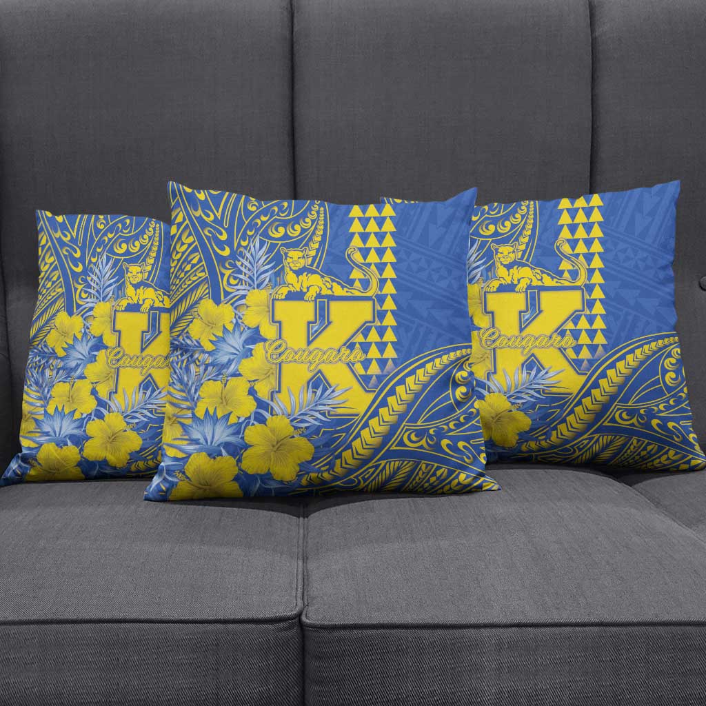 Hawaii Kaiser High School Pillow Cover Tribal Tattoo With Hibiscus Flowers