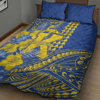 Hawaii Kaiser High School Quilt Bed Set Tribal Tattoo With Hibiscus Flowers