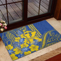 Hawaii Kaiser High School Rubber Doormat Tribal Tattoo With Hibiscus Flowers