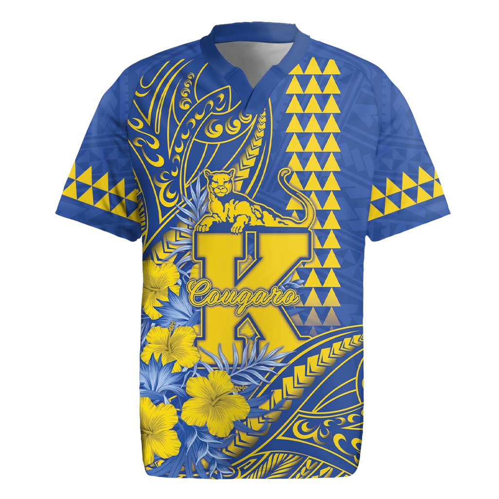 Personalised Hawaii Kaiser High School Rugby Jersey Tribal Tattoo With Hibiscus Flowers