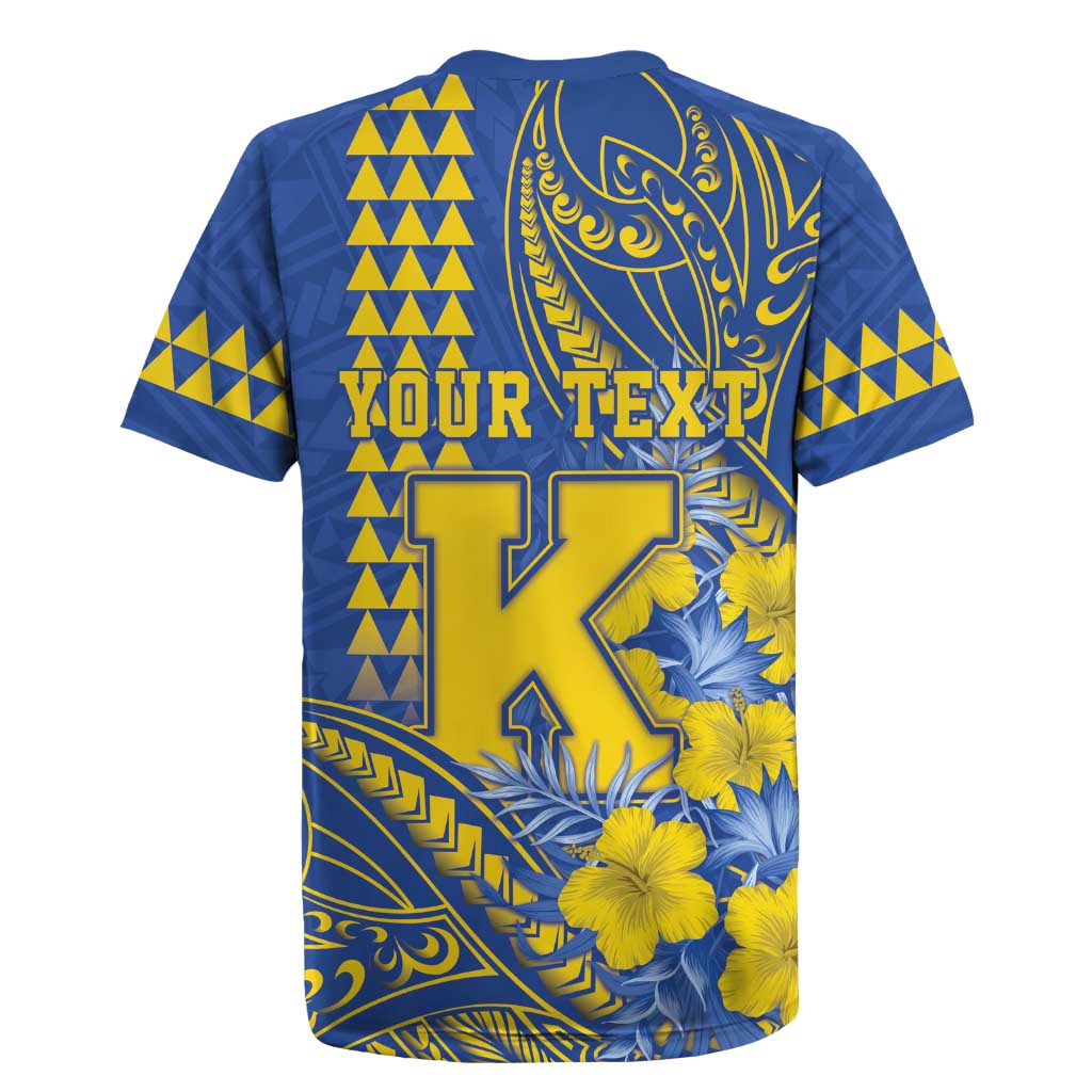 Personalised Hawaii Kaiser High School Rugby Jersey Tribal Tattoo With Hibiscus Flowers