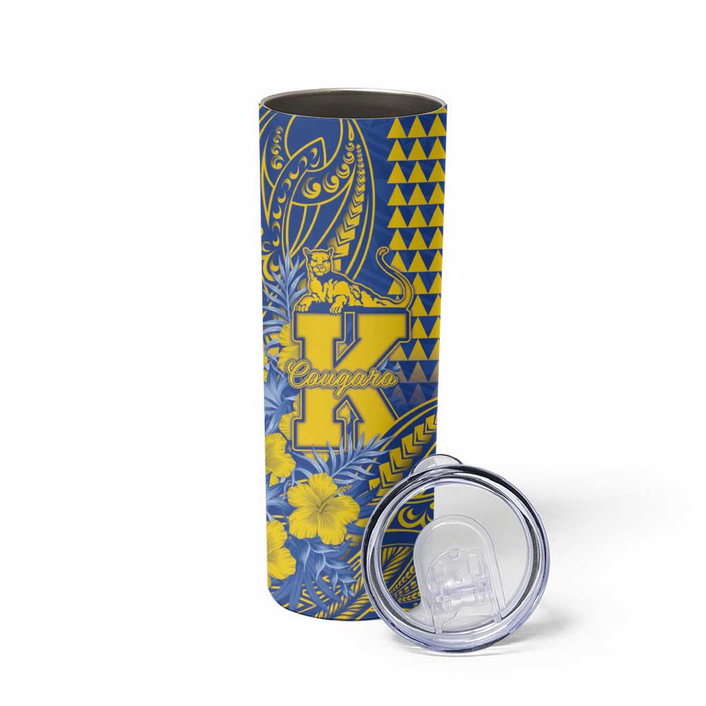 Personalised Hawaii Kaiser High School Skinny Tumbler Tribal Tattoo With Hibiscus Flowers LT05 - Polynesian Pride