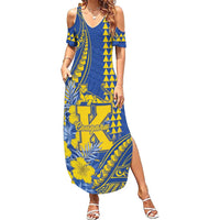 Personalised Hawaii Kaiser High School Summer Maxi Dress Tribal Tattoo With Hibiscus Flowers